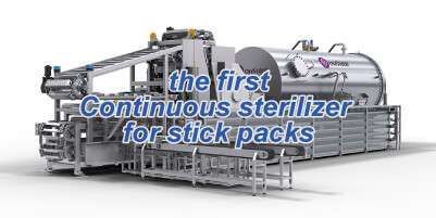 OUSI worked out the first dedicated continuous sterilizer for stick packs.
