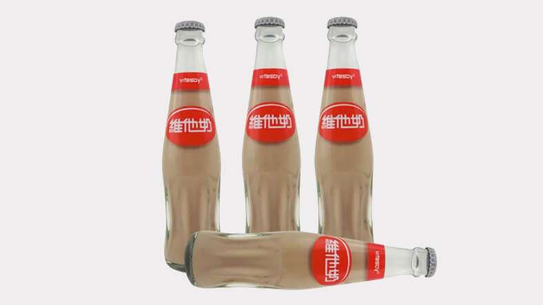 soymilk in glass bottles